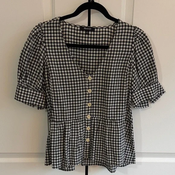 Madewell Checkered Button-Down Blouse - Picture 1 of 6